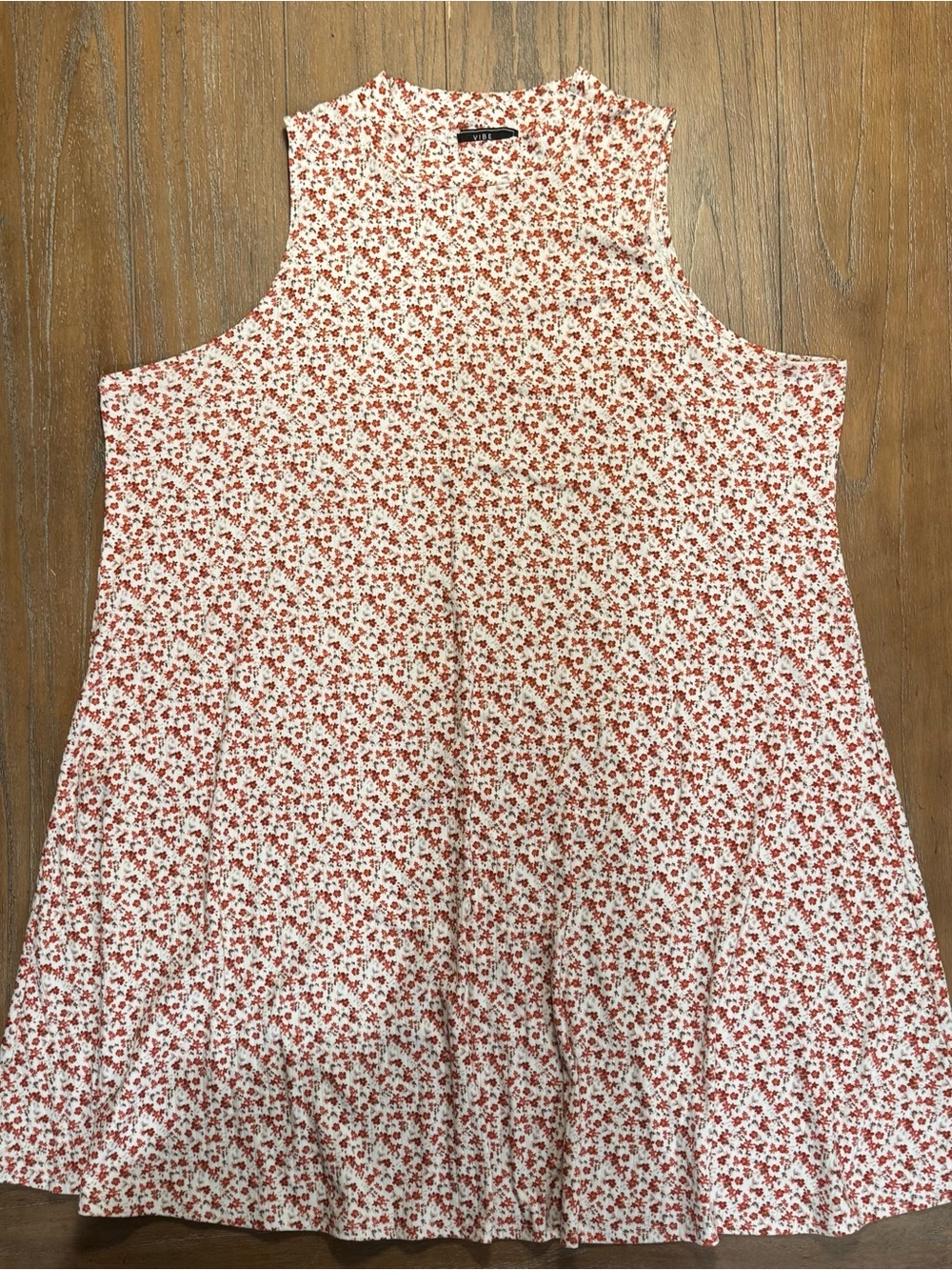 Vibe White Dress with Red Floral Print Sleeveless Swing #78